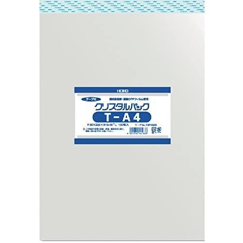 シモジマ ヘイコー 透明 OPP袋 クリスタルパック テープ付 A4 100枚 T-A4 006743200
