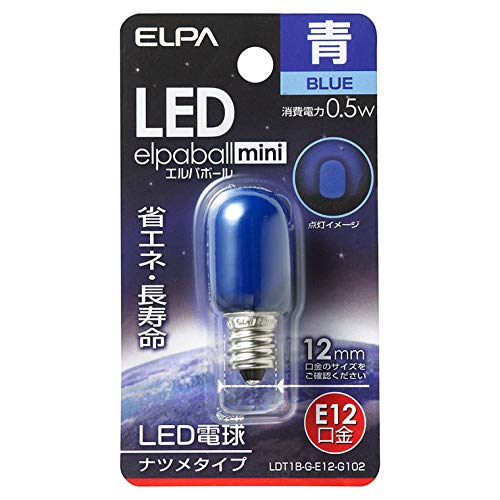 エルパ (ELPA) LEDナツメ形 LED電球 照明 E12 0.5W 青色 屋内用 LDT1B-G-E12-G102