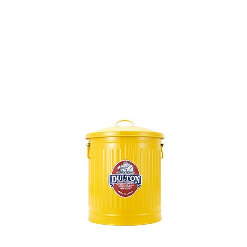 ダルトン(Dulton) ミニガベージカンSサイズ 3.5L イエロー ゴミを入れる物こそ綺麗だと思う物を使いたい ふた付きゴミ箱 ブリキ缶 高さ24