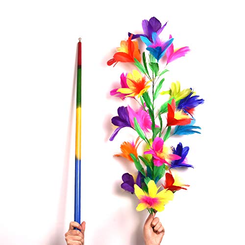 【手品 マジック】四つ色のある虹色の棒が大きい花束に変わる ステッキが花になる 21輪 魔法の棒が花束に変身 舞台用マジック道具 手品道