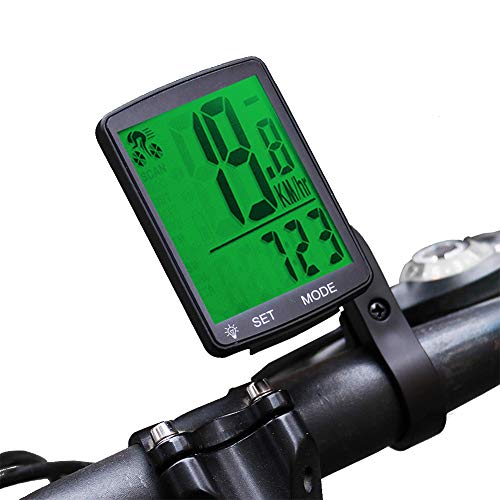 Ewolee サイクルコンピューター 自転車 ワイヤレス サイコン スピードメーター 大画面表示 防水 バックライト付き 走行距離計 走行時間計