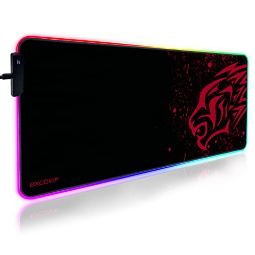 excovip RGB ゲーミングマウスパッド 大型 800*300*4mm マウスパッド 拡張 USB LED 発光 マウスパッド 7色の発光色 カラフル滑り止め ラ