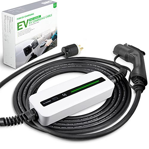 Morecevse EV充電器100V 電気自動車充電器 LCD SAEJ1772車の充電器 EV充電ケーブル15A PHEV充電器インジケーターライト付き6m & hellip;…
