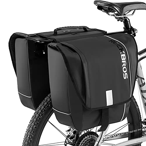 ROCKBROS(ロックブロス)パニアバッグ 自転車 リアバッグ 防水 大容量 左右一体型 ペア30L サイドバッグ 取り付け簡単 反射付き サイクリ