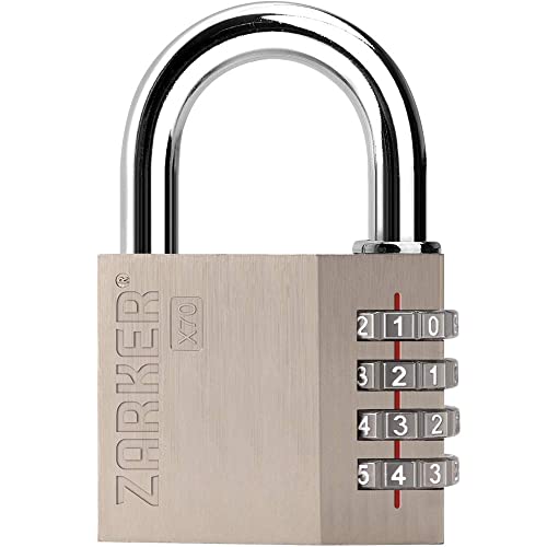 Zarker X70 南京錠- 4桁野外ダイヤル式ロック、体育館、スポーツ、学校、倉庫、工具箱、ケース、柵、保管、再設定可能ロック-好きな番号
