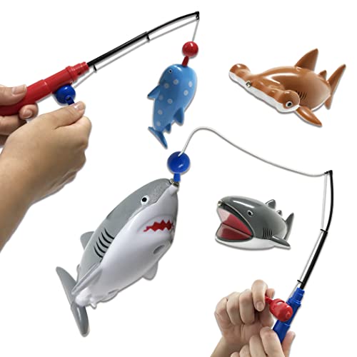 【サメ釣り勝負！】 魚釣り ゲーム おもちゃ フィッシング マグネット お風呂 プール 水遊び 子供用 (竿2本*サメ8匹)