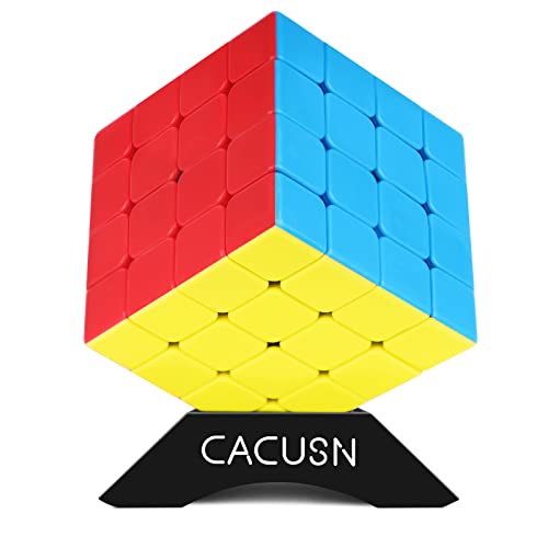 CACUSN 立体パズル 4x4x4 回転スムーズ 競技用キューブ 世界基準配色 スタンド付き 4*4 ステッカーレス