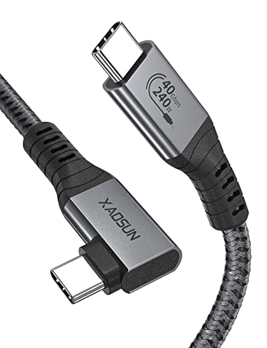 XAOSUN USB4 ケーブル Thunderbolt 4 ケーブル対応 L字型 240W Thunderbolt 3 USB 3.2下位互換 USB-IF認証 40Gbpsデータ転送 240W 48V/5A