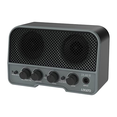 LEKATO ミニギターアンプ エレキギターアンプ 2つサウンドチャンネル 5W Bluetooth機能 ヘッドホン端子搭載 音量調節 小型 自宅 練習用
