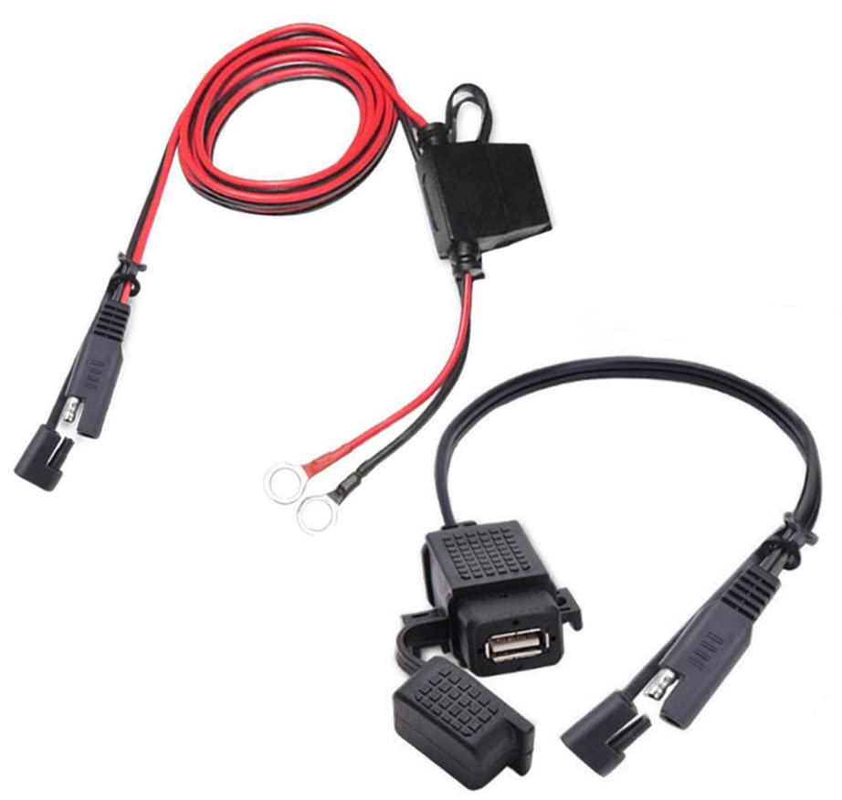 バイク用 USB電源 5V/2.1A SAE 防水 USB-A 1ポート オートバイチャージャー バッテリー接続 取付簡単