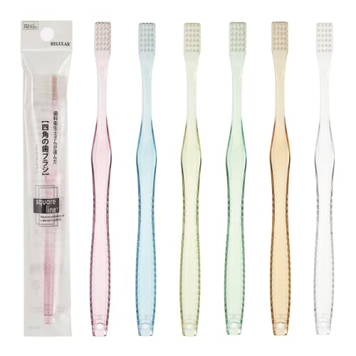 歯磨きのプロ 歯科衛生士さんが選んだ 四角の歯ブラシ スクウェアライン 6本入り 4列24穴 (REGULAR)