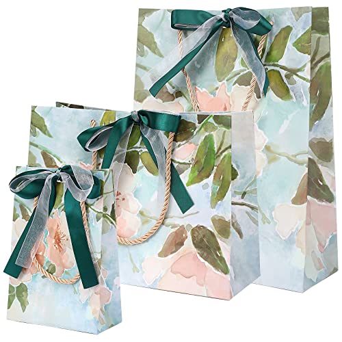 JANLOFO ラッピング 袋 ギフトバッグ 紙袋 手提げ 3枚セット プレゼント 袋 リボン付き 3サイズ バレンタイン ラッピング 袋 父の日 誕生