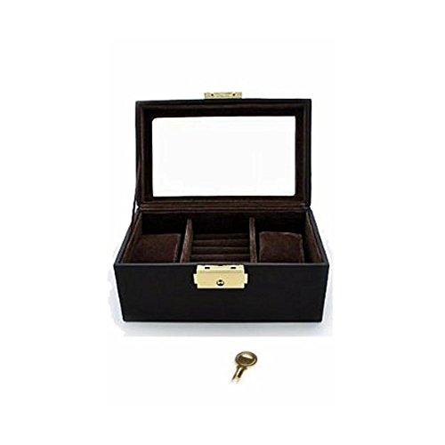 素材：合成皮 他 サイズ：155x103x75mm 、時計入れる枠サイズ：約83ｘ43ＭＭ、 ブラウンカラー、 窓/ガラス/他/加工あり 木製仕様のデラックス時計収納ケース, 上部ガラスなので、ソーラ