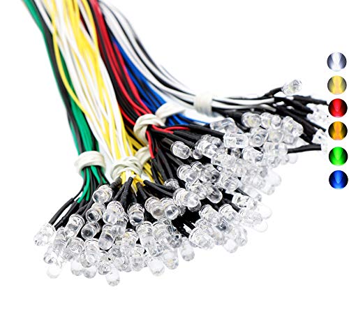 G:/Multi-colors 25個入り。12 Vdc 5mmのワームホワイトのワイヤードLED―長さ7インチの赤と黒のワイヤ。 入力電圧：9*16 VDC。 視野角: 20度。 非常に明るいです。