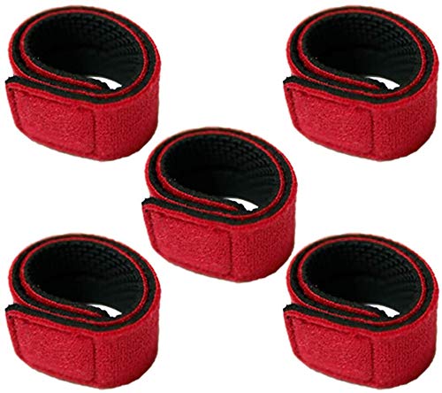 レッド短15cm 【3カラー】無くしがちな 釣り道具 ロッドベルトを5本セット各3色にて販売。※２本ずつ重ねて３列並んだ状態で届く事がありますが、２個１セットではなく、５本です。 【スリット付き】スリ