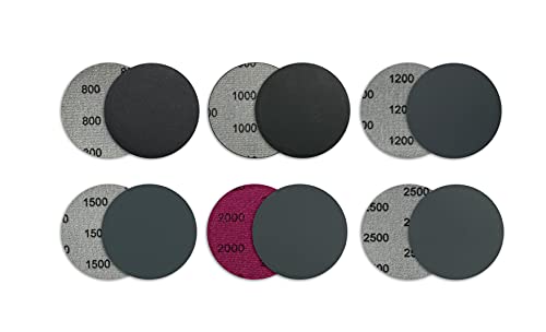 *75mm サンドペーパー マジック式（800/1000/1200/1500/2000/2500）各5枚：30枚セット *【ヤスリ面】高品質ラテックス紙：良好な靭性で水研ぎに強く、耐摩耗性優れています