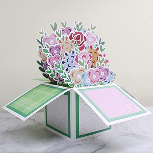 誕生日、結婚式、母の日、クリスマス、感謝祭、記念日、そしてあらゆる機会のための手作りの3Dポップアップグリーティングカード、カラフルな笑顔の花はあなたが愛するすべての人を幸せにするために心からの愛をも