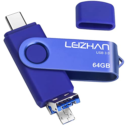 ブルー 64GB * 【3 in 1 】 USB 3.0 * Micro * Type-C 64GBの容量で、たくさんの写真や動画、連絡先を簡単にバックアップできます。 * 【高速転送 】 USB3.