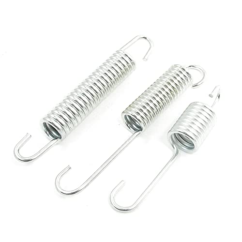 3個ユニバーサルメタルバイクキックスタンドばね。 ばねサイズ:最長サイズ:10.4x1.4 cm(長さ*奥行き)。ミドルサイズ:10.2x1.5 cm(長さ*奥行き)。最短サイズ:8.3x1.6 cm