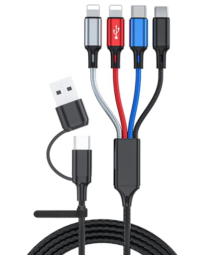 3個セット 6-in-1 マルチ充電ケーブル：USBとUSB-Cの電源アダプターの両方に対応。このマルチエンド充電ケーブルは、便利な一つの解決策であなたのすべての充電ニーズに対応するように設計されてい