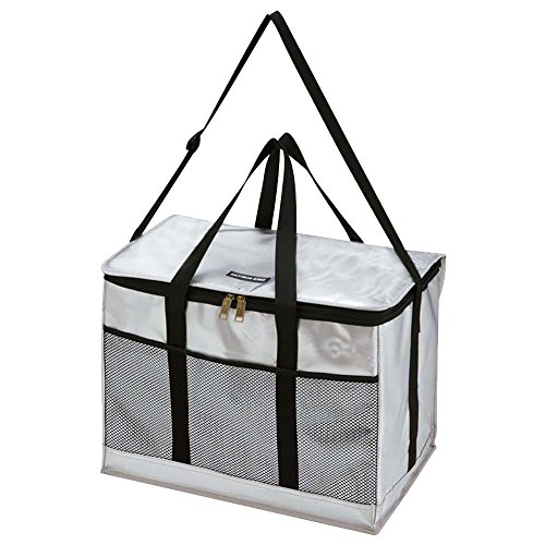 シルバー 製品サイズ(約): 幅44*奥行28*高さ33cm 本体容量(約): 35L 重量(約): 0.84kg 材質: 表地:アルミ蒸着シート、裏地:EVA、断熱材:ポリエチレンフォーム(6mm厚