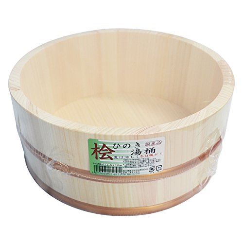 サイズ(約):直径22.5*高さ10cm 本体重量(約):460g 材質:天然木(国産檜)、たが プラスチック 原産国:日本 使用中の注意:木の成分であるヤニがでますが、材質の成分ですので害はありませ