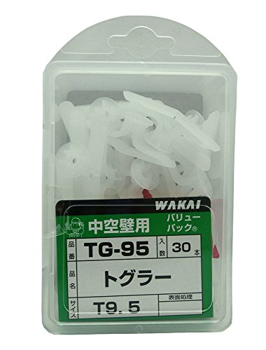 種類：T9.5 適合壁厚：9*11mm ドリル径：8mm ネジ径：3.5*6mm ネジ長さ：32mm*取付物の厚み 引き抜き強度：33.8kg（9.5mm石膏ボード） 数量：30本入り