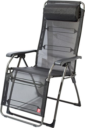 ブラック イタリア FIAM社*br* 無段階リクライニングチェア*br*折り畳み式 Made in Italy サイズ:W66.5*D70*155(倒した状態)*H120 重さ:10kg 耐荷重:1