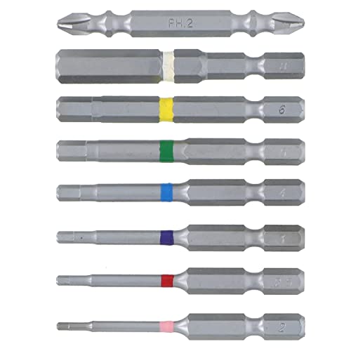 ノーマル 8本組 六角穴付きボトル回しなどに セット内容:六角ビット2mm/2.5mm/3mm/4mm/5mm/6mm/8mm/*No.2 全長:65mm 6.35mm軸 対応工具:インパクトドライバ