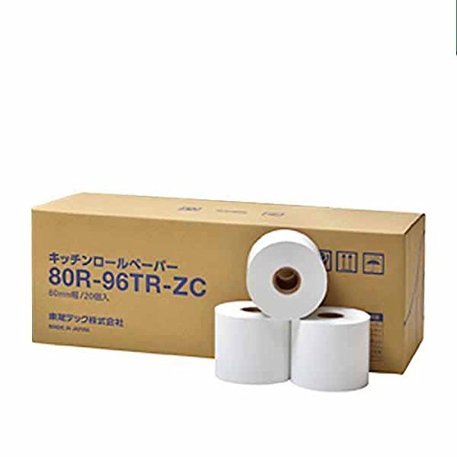 サイズ：紙幅 80 mm * 外径 96 mm * 芯内径 25.4 mm 紙の長さ：約100ｍ 20巻入り 東芝TEC純正の感熱ロールペーパーです。 （個包装はされておりません） KCP-100 他