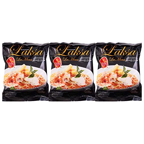 シンガポール定番の麺料理『ラクサ』のインスタント袋麺です。ココナッツミルクと海老の旨みが効いた、やや辛いスープにもちっとした太麺がおいしい、ちょっと豪華なインスタントラーメン。