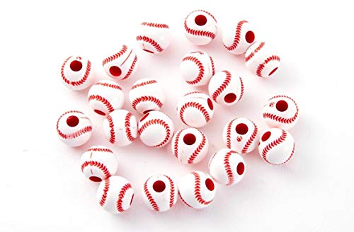 大容量のかわいい12mmの野球ボールビーズ、100個セット 内容：野球ボールビーズ*1袋（100個） サイズ：直径12mm 通し穴3.8mm 材質：アクリル 重量：80g カラー： 紅白 野球ボールデ