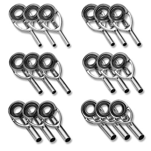 商品内容：穂先修理用トップガイド（パイプ内径1.0*/1.2*/1.4*/1.6*/1.8*/2.0*それぞれ3個入り、合計18点セット） 素材 フレーム：ステンレス リング：セラミック 寸法の詳細に