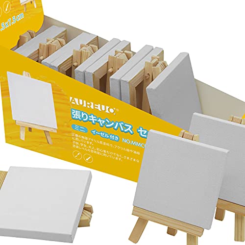 張りキャンバス イーゼル付き 小 サイズ 100％コットンキャンバス - 自然な風合い、高い着色力、優れた触感を備えた長繊維綿で作られますので、手触りが柔らかく、なめらかに描けます。優れた染色性も持ち