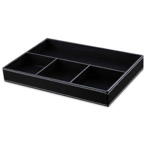 黒（BLACK） *【高級PUレザー製】 合成皮革の中でもPVCレザーよりも高級なPUレザーを採用！高級感のある仕切り付きの多機能デスクトレーです。 *【小物の整理整頓に】ご自宅やオフィスなどのちょっ