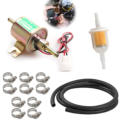 【燃料ポンプ】汎用型の12V電磁ポンプです。コンパクトで使いやすいです。吸引口/吐出口Φ8mmです。流量は80*100L/Hです。 【ガソリンホース付き】3層耐油ゴムホースです、内側が耐油ゴム製、中間