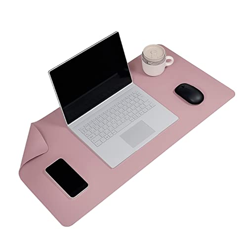 アッシュピンク 80×40cm 【おしゃれで多機能便利 PUレザーリバーシブルデスクマット】多彩な色でデスクを彩り、滑り止めや汚れ防止にも最適なデスクマット。色は裏表で２種類のパターンを楽しめます。 