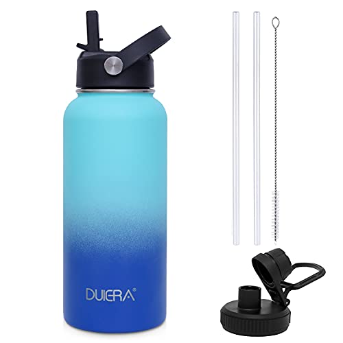 青と緑 1000ml/1リットル ステンレス鋼・BPAフリー * ブルーグラデーション水筒 1リットル高品質の18/8ステンレス製ボディとBPAフリーの蓋でできており、再利用可能で、、頑丈で耐久性があ