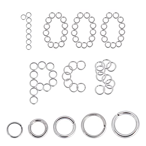 * 5 サイズのシルバー丸カン: 合計 1000 個のオープン丸カンは 5mm の 5 サイズあります。 6mm, 7mm, 8ミリメートル、直径が10ミリメートル, すべて明るい銀色の輝きを持ってい