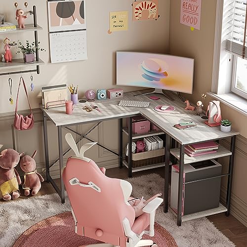 ライト グレー 【商品仕様】パソコンデスクとしてはもちろん、ゲーミングデスクとしても使用できるおしゃれなL字デスク。*本体サイズ：幅120*奥行48*高さ74cm。*本体重量：約20kg。*天板耐荷重