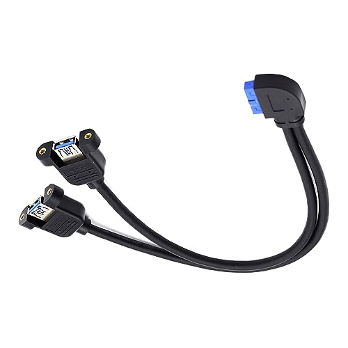 直角の19/20ピンヘッダーからUSB 3.0デュアルポートメスネジマウントタイプケーブル90度5Gbpsは角度付きタイプで設計されており、狭いスペースでもメスポートに接続するのに最適です。 このケー