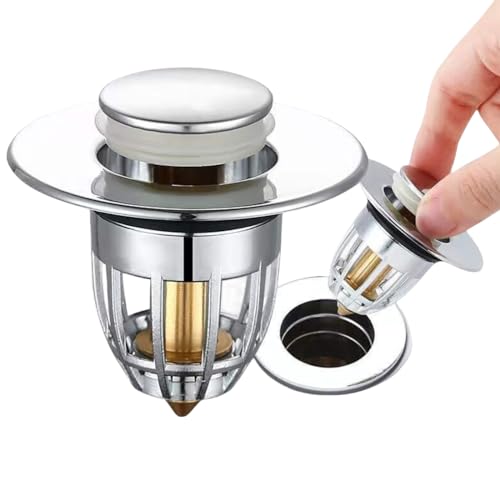 1個 【内容】1個ポップアップ 排水栓。内径34mm-40mmの排水口に適しています。 【かごの詰まり防止】私たちの跳ね返り下水器の内部には閉塞防止バスケットが設計されています。このかごは雑物を集めて