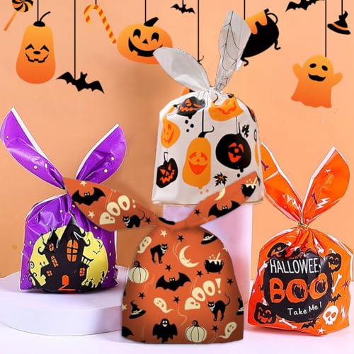 ハロウィンの雰囲気満々の4パターンセット：かぼちゃやコウモリ、城，合計4種類かわいい絵柄があり、ハロウィン気分が一瞬盛り上がっています。場合により、またはキャンディーの種類のによって異なった柄のキャン