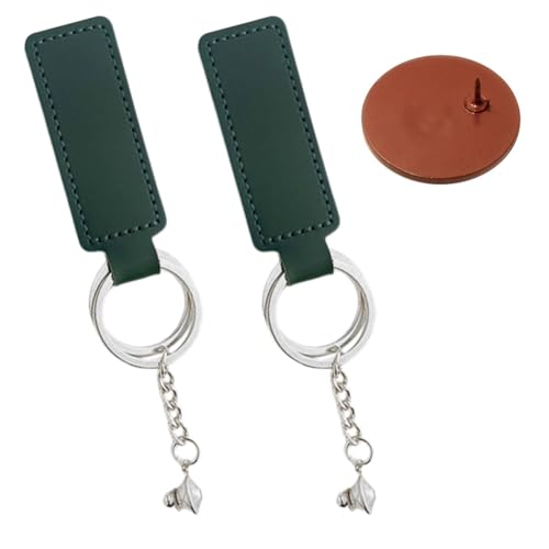 【仕様】*製品内容：ピンバッジ用キーホルダー2個。*材質：革、耐久の合金、真鍮、銀メッキ/金メッキ。*サイズ：全長約13cm、革ハンドル2.5*7.2cm。 【カラー】シルバー・ダークグリーンのレザー