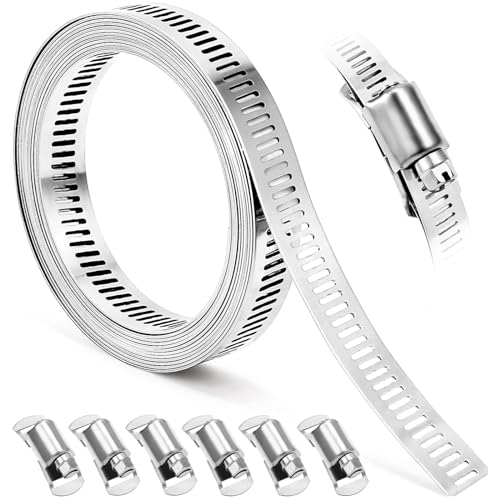 【サイズ】長さ：3M 幅：12.7mm 透孔幅：1mm 透孔長：6mm 鋼帯厚さ0.6 mm、ファスナーサイズ：16mm x 45mm。 【優れた素材】頑丈な304ステンレス鋼素材で作られたホースクラ