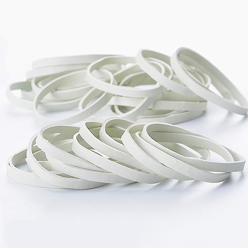 【商品仕様】サイズ：内径約60mm / 折径約100mm / 切幅約5mm / 厚さ約1.5mm カラー：白 入り数：50本入 【天然の素材】ゴムバンドは高品質の天然ゴム製、強い弾力性と伸縮性と耐老化