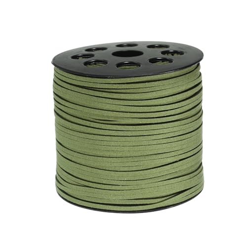 カラー: ダーク緑; 素材: フェイクレザー; 幅: 2.7 mm; 長さ: 91 M; パッキングリスト: 1ロール x フラットスエードコード 利点: 1. 当社の革紐は人工皮革でできており、快適