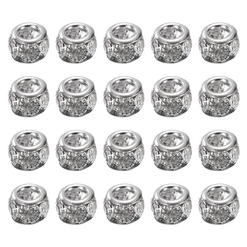 仕様: カラー：グレー、素材: 水晶、銅、直径: 8 mm、穴径：3 mm、パッケージリスト:20 x 大穴ラインストーンヨーロピアンビーズ 利点：1. 材質：スペーサービーズは水晶製で、丈夫で壊れに