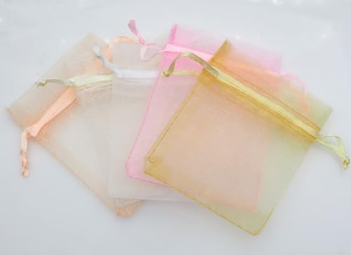 5色ミックス/7cmx9cm *【ーガンジーの素材】：透明オーガンジーの素材、小さなものを簡単に見つけることができ、整理が便利になる。 *【包装内容】：100 個（各色 20 個で合計 100 個）。
