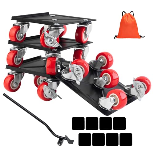 大きな5つの車輪 【サイズ】リフティングロッド：62cm（長さ）、トロリー：10cm*10cm*5cm（長さ） パッケージ内容：伸縮式リフティングロッド1本、トロリー4本、収納袋。 キャスター：360